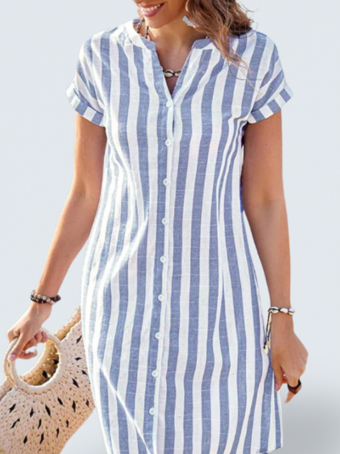Maison™ | Elegant Striped Shirt Dress
