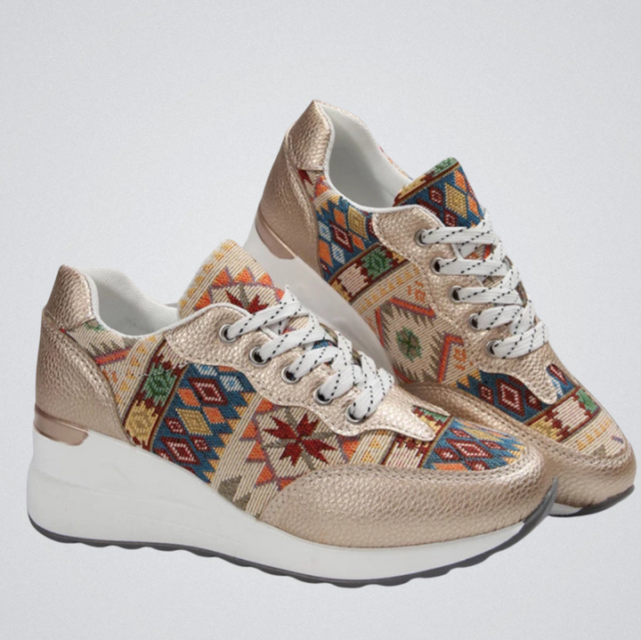 Znaya - Boho Geometric Lace Up Sneakers