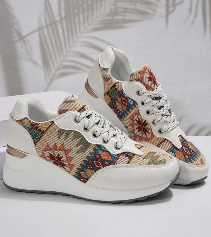 Znaya - Boho Geometric Lace Up Sneakers